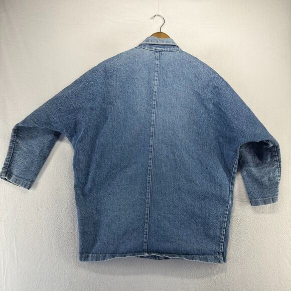 Vintage Cetch Denim Coat Women's Medium Blue Made In USA Barn Chore Blazer 90s - Picture 6 of 7